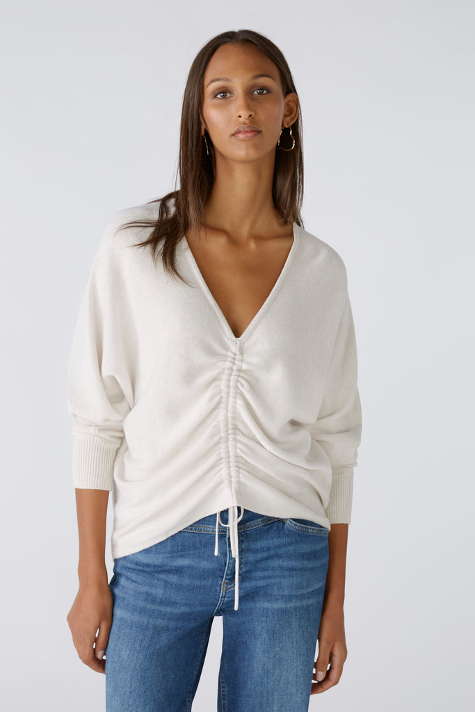 Ruched Jumper in Offwhite
