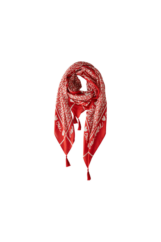 Heart Print Scarf in Red
