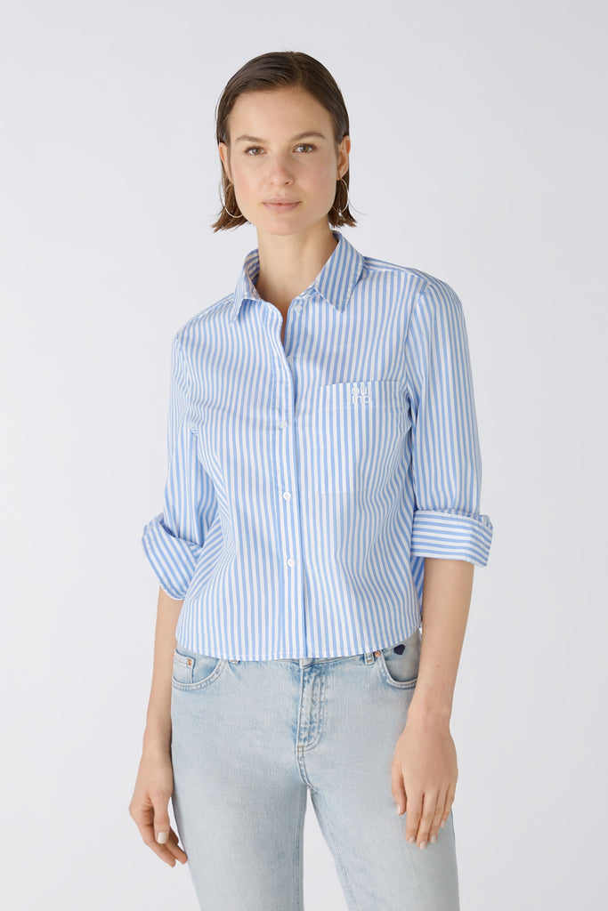 Short Pinstripe Shirt in Blue