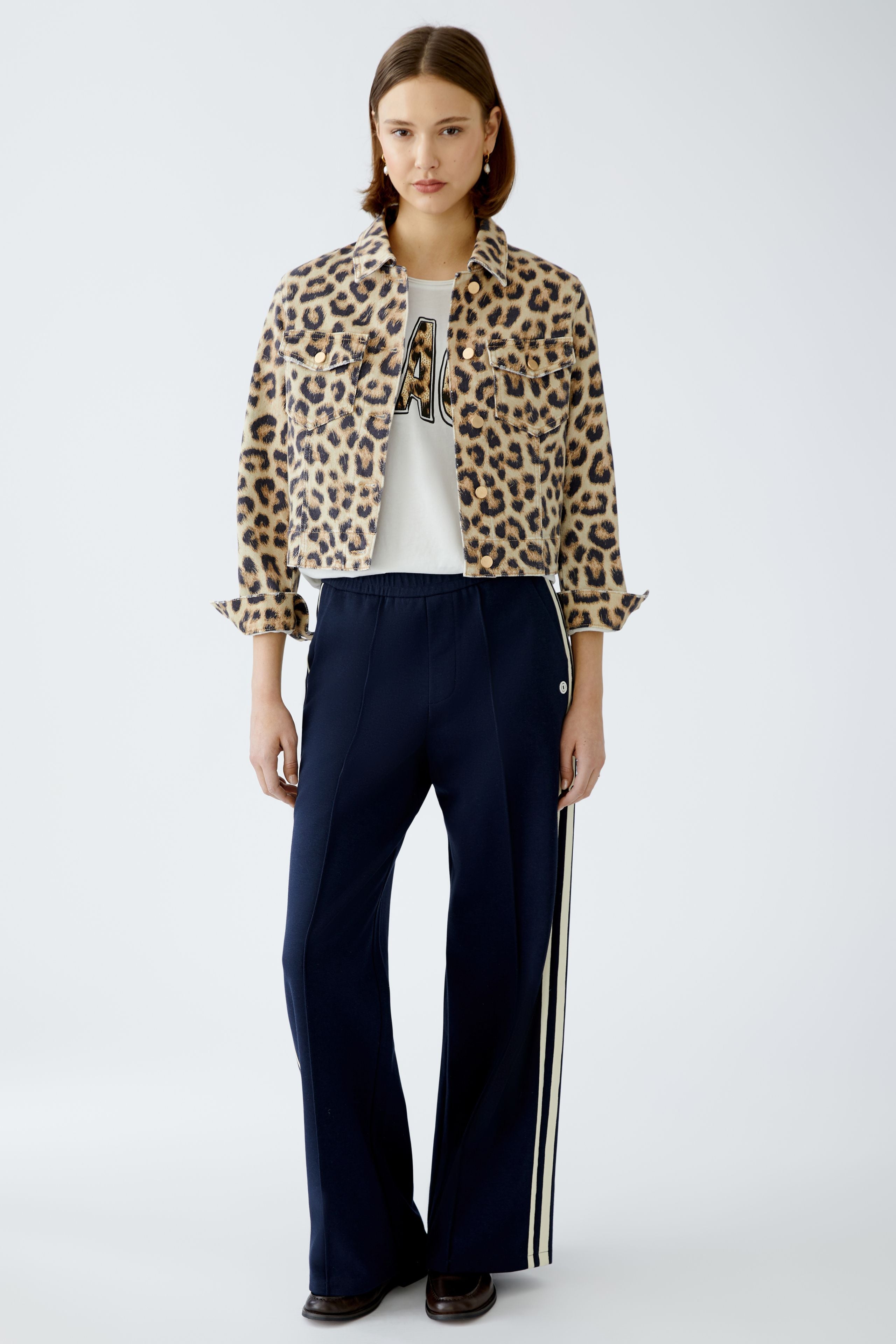 Boxy Denim Jacket - Leopard Print