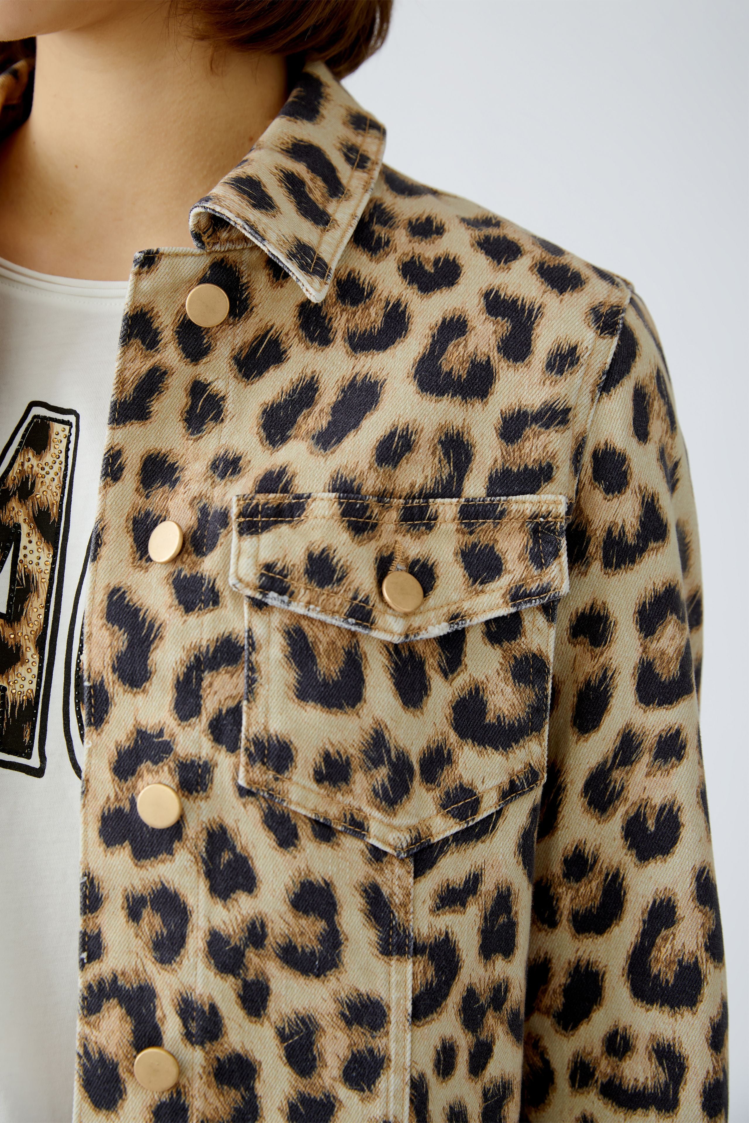 Boxy Denim Jacket - Leopard Print