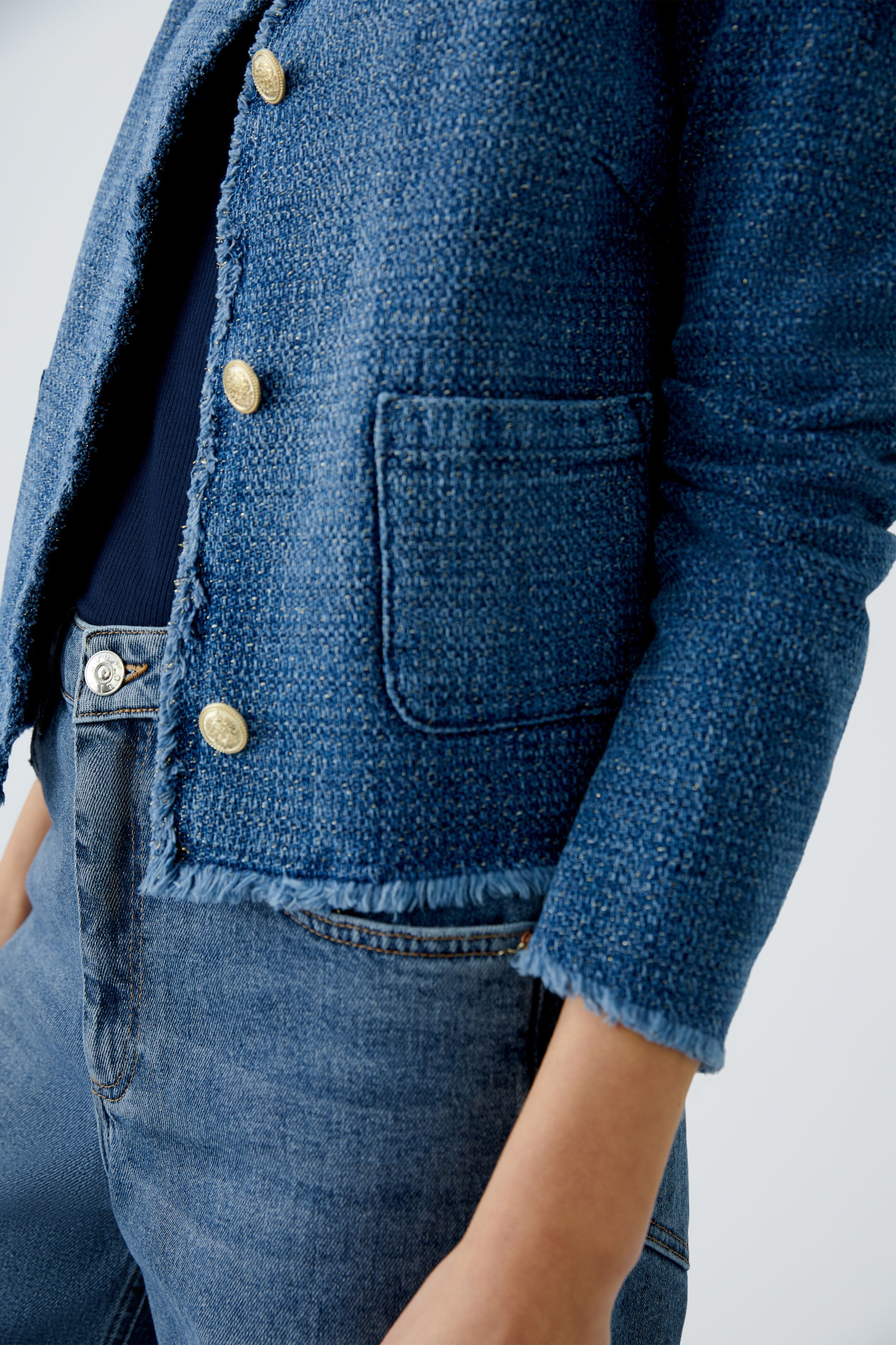 Raw Edged Jacket - Denim Blue