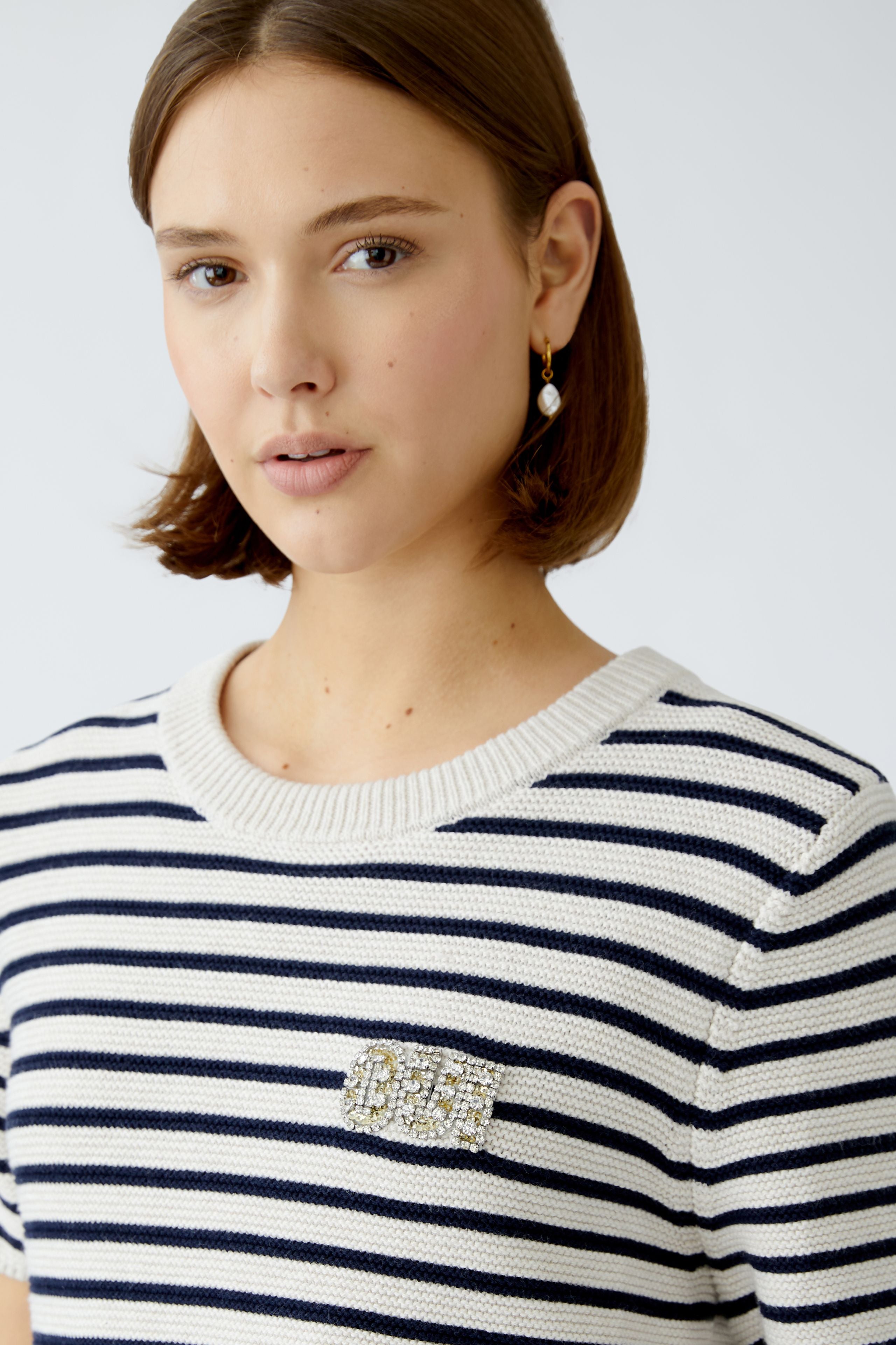 Short-Sleeved Jumper - Stone/Navy