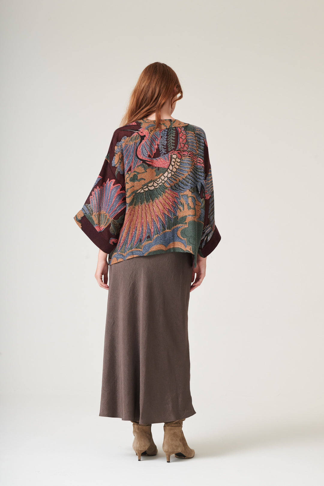 Crane Wool kimono  - Plum