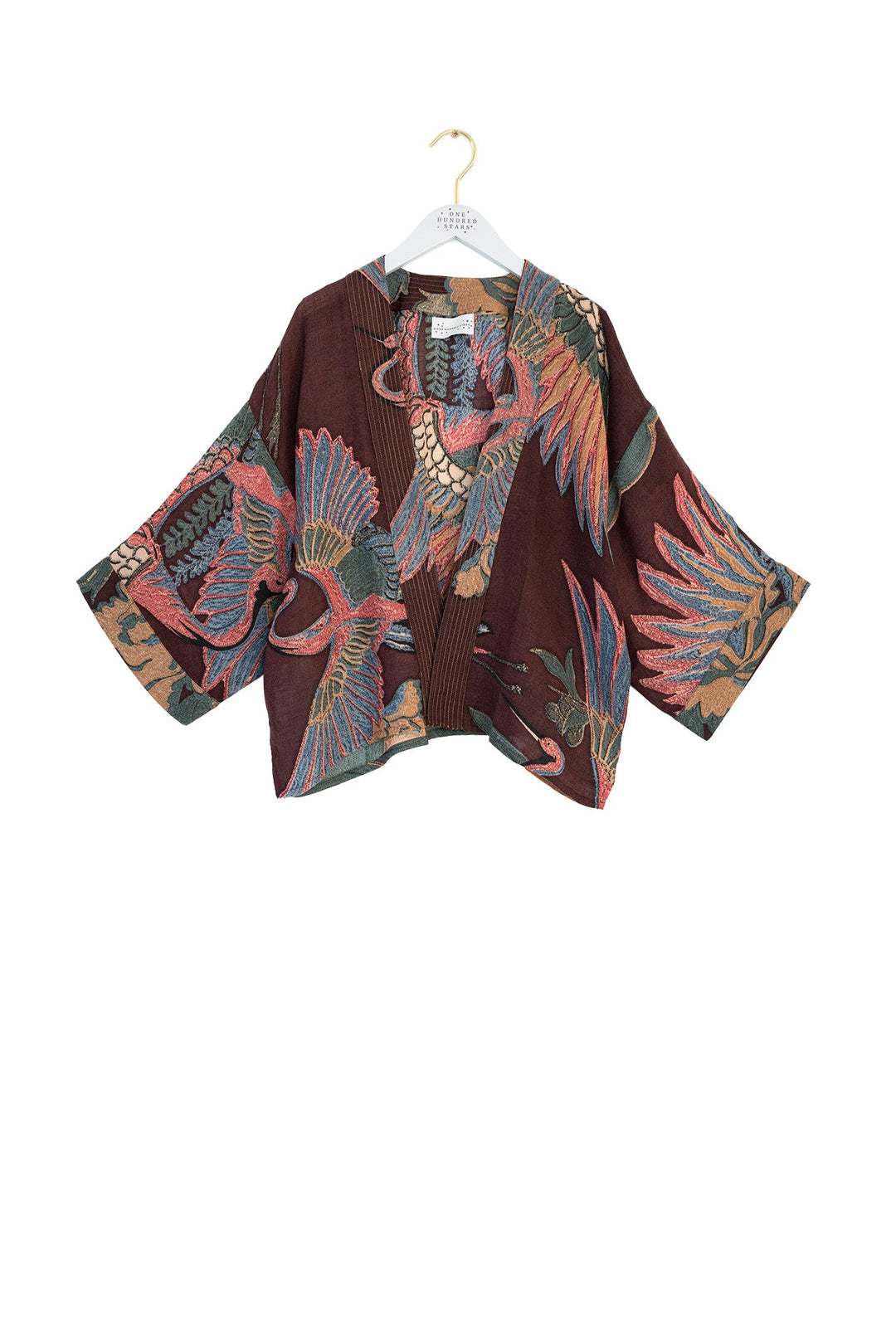 Crane Wool kimono  - Plum