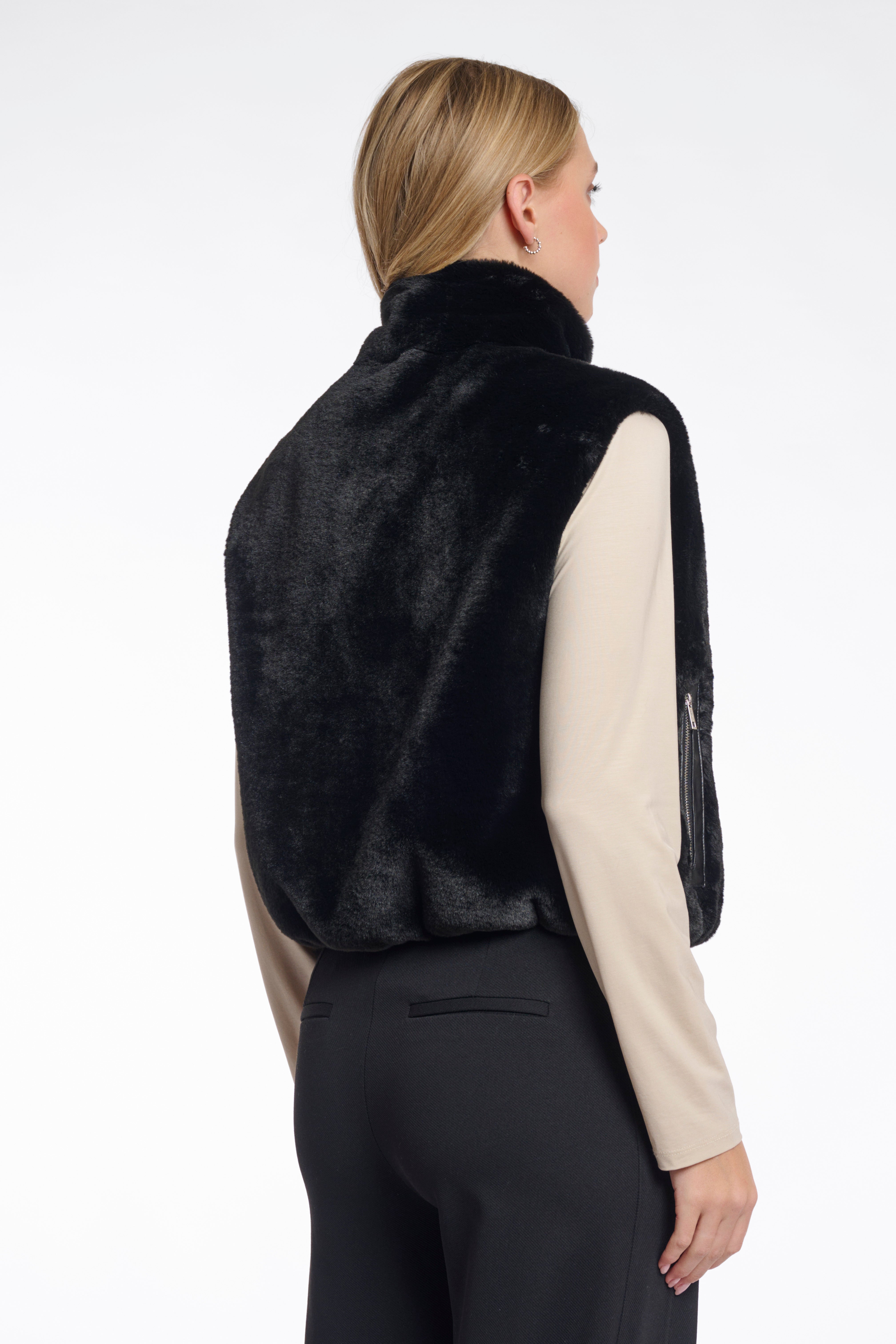 Nikki Faux Fur Gilet - Black