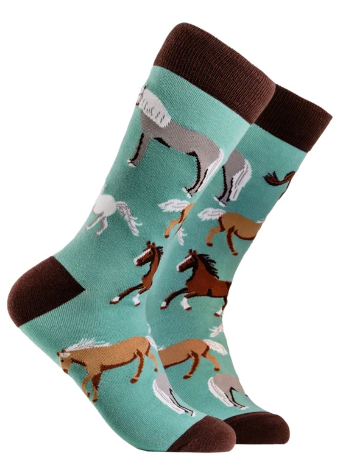Horses Socks in Mint Green