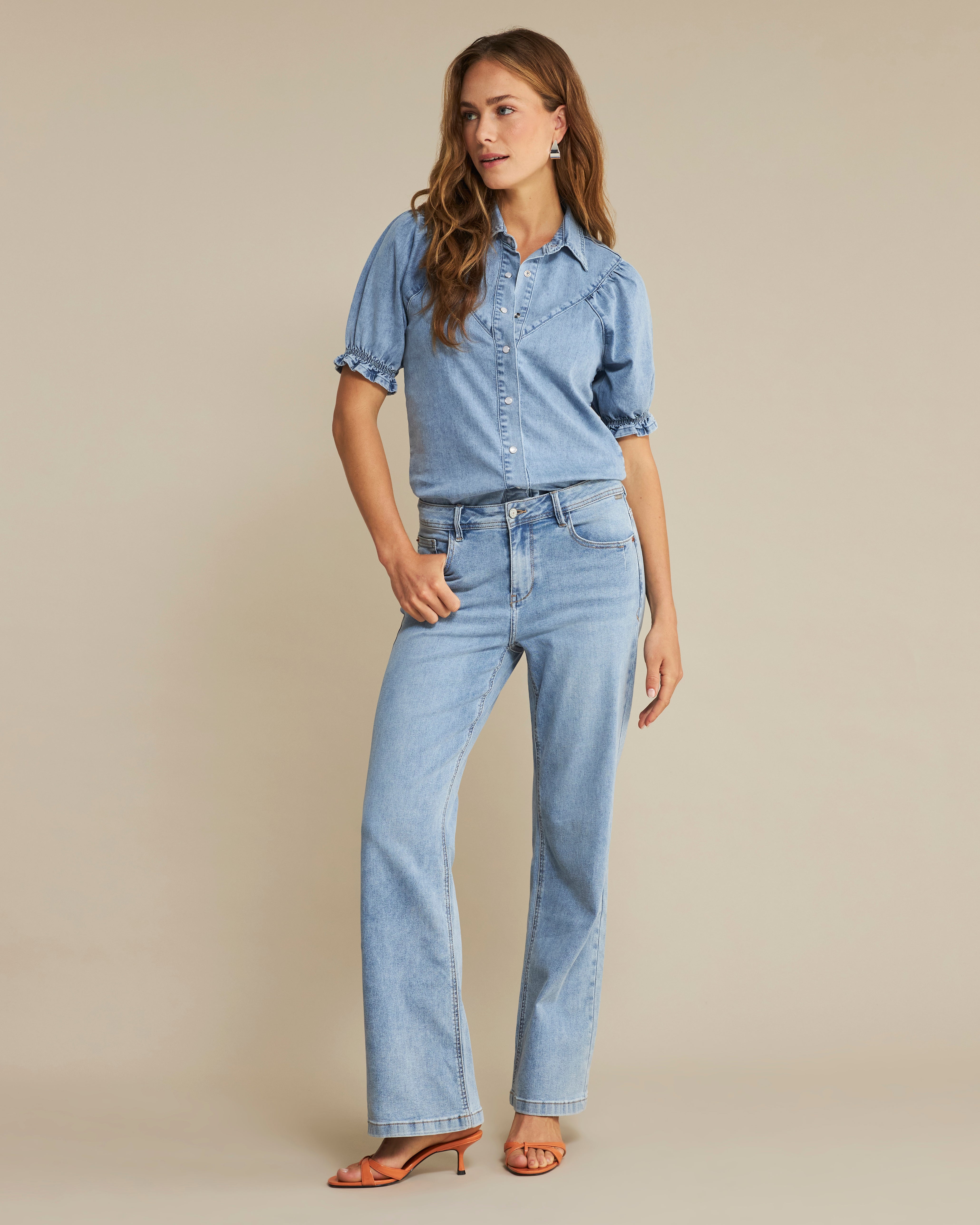 Victoria Blouse  - Light Stone Denim