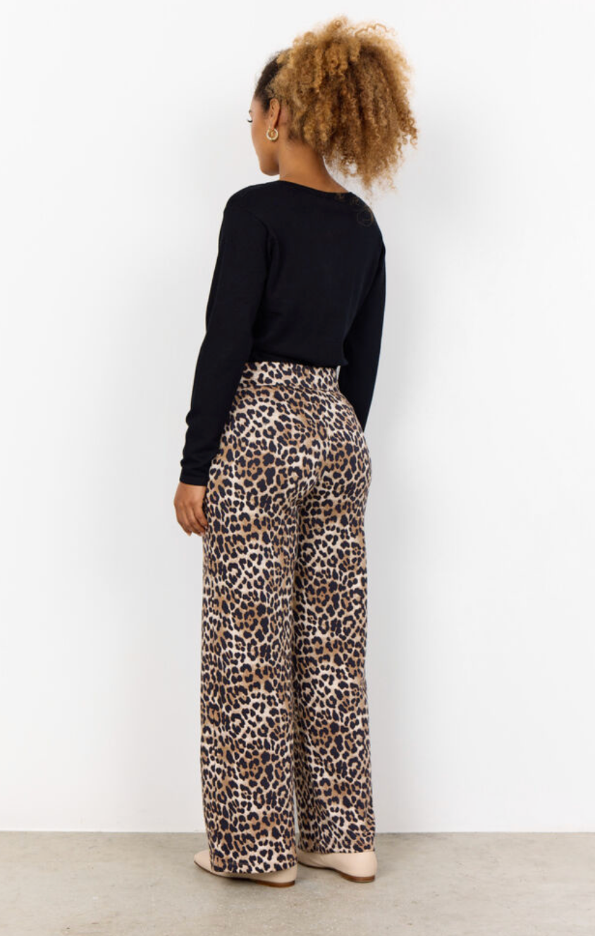 Ophia Wide Leg Jogger - Leopard Print