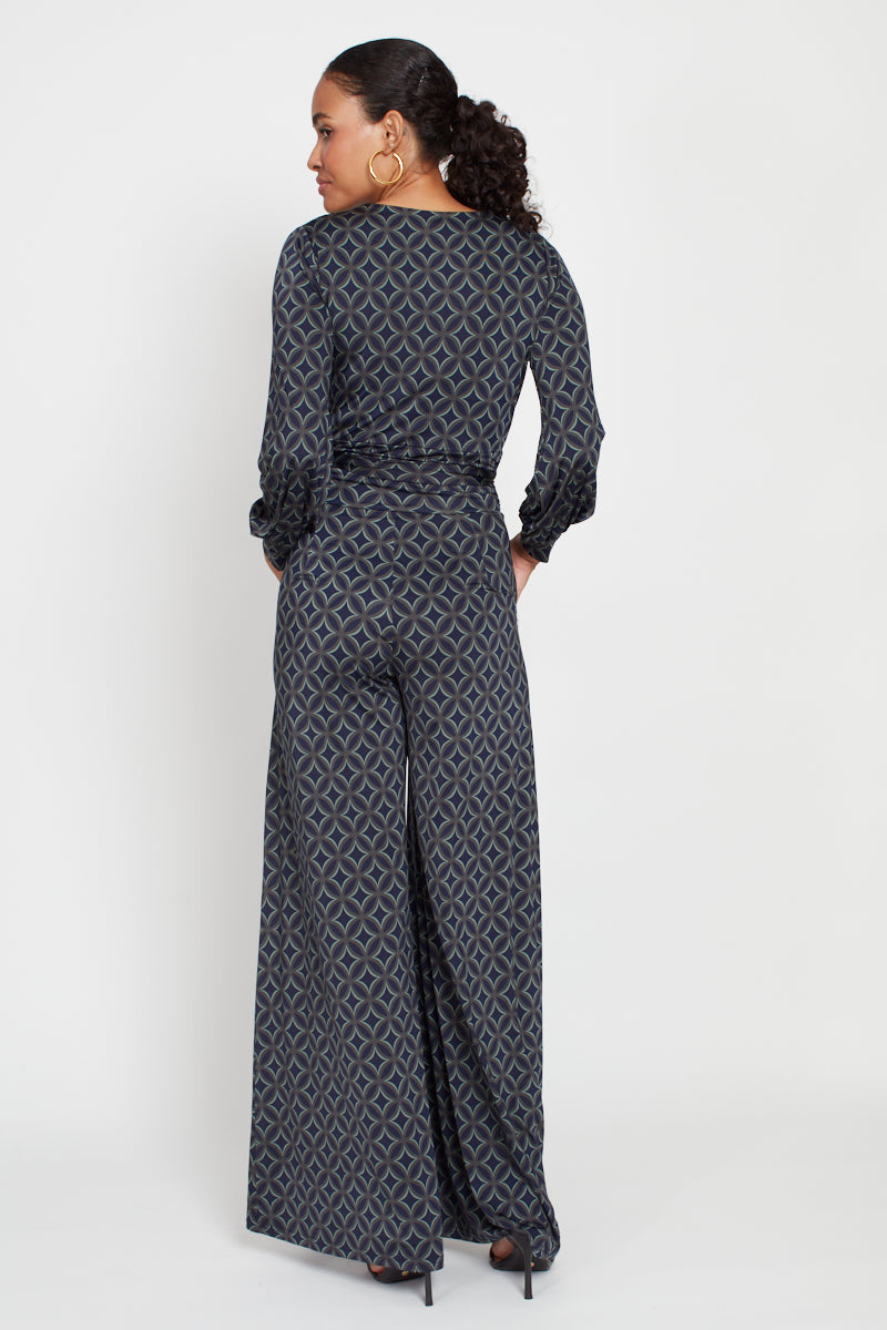 Sharon Geo Print Jumpsuit - Green Mix