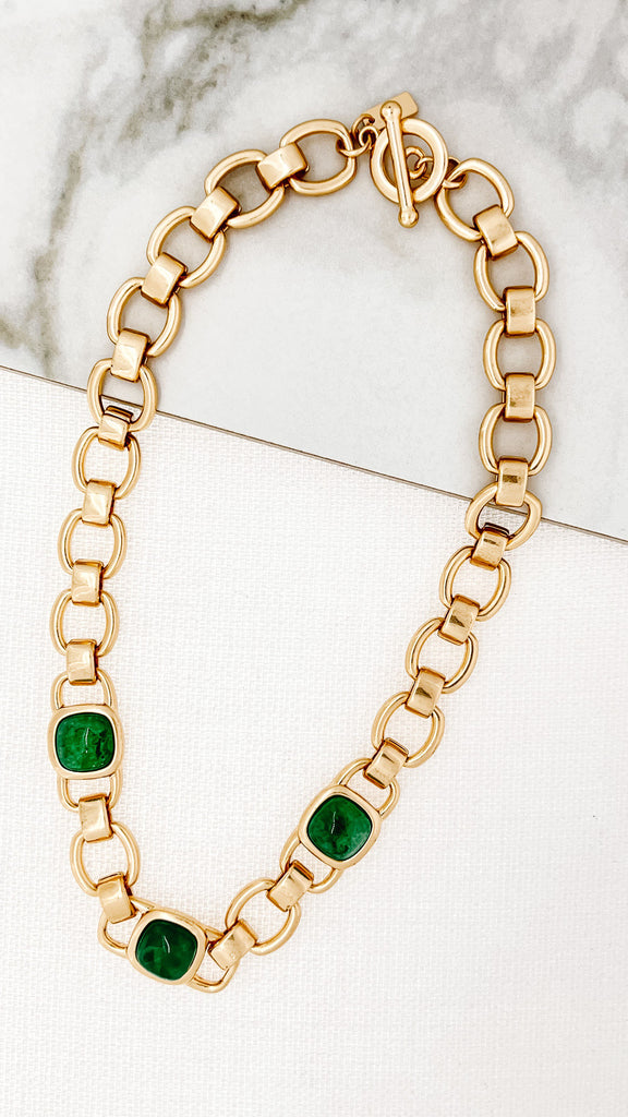 Chain Necklace in Gold/Green