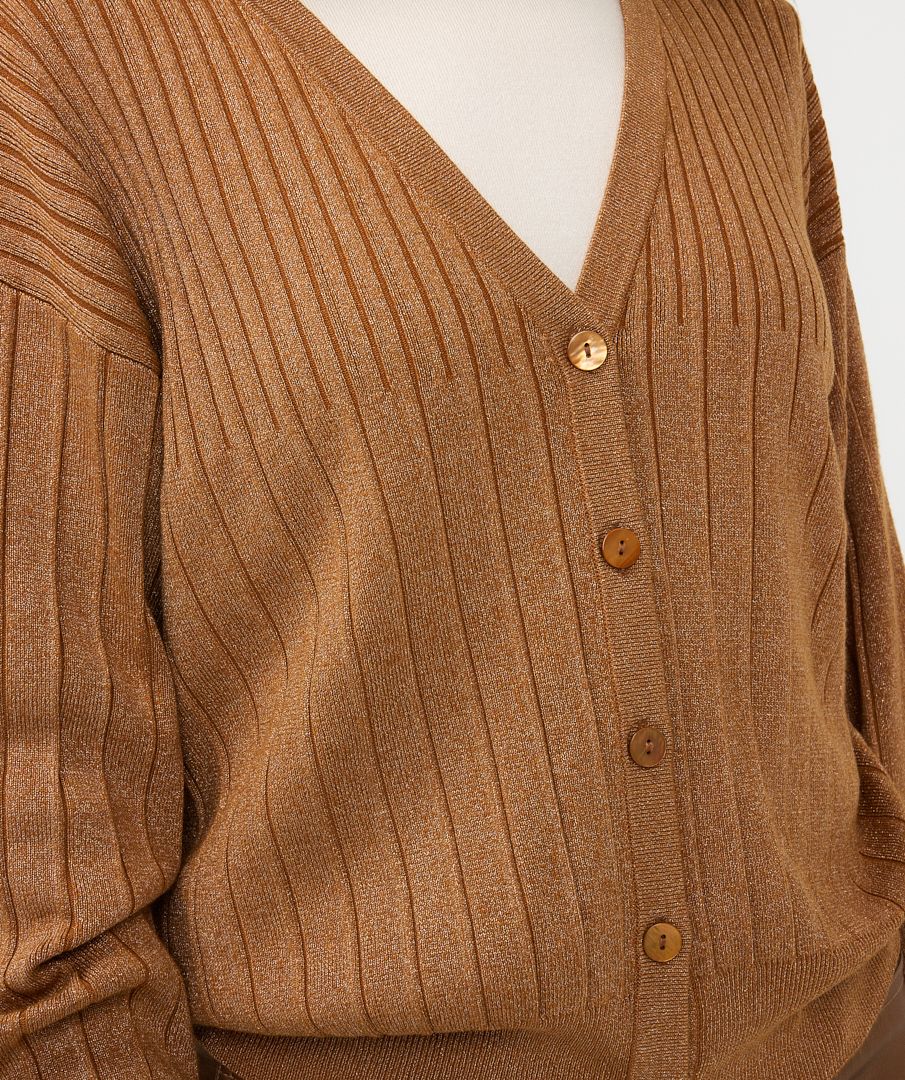 Cardigan Rib Lurex - Caramel