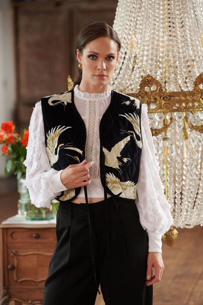 Quilted Waistcoat in Stork Black