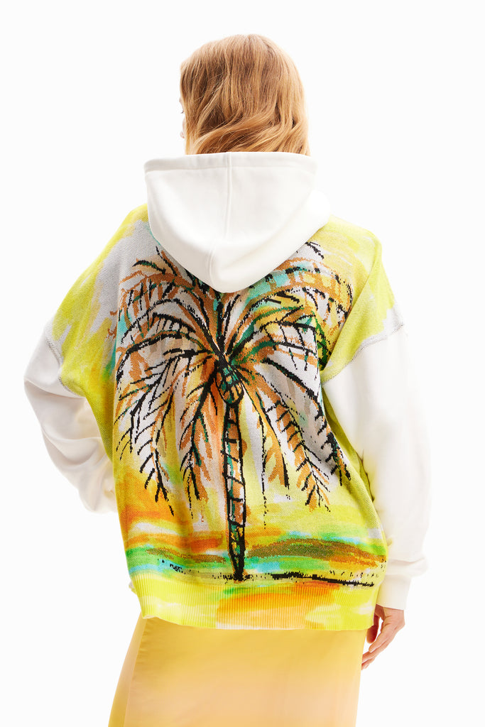 Palm Tree Hoodie in Cream