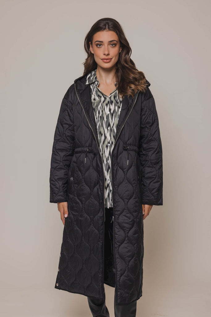 Suze Quilted Coat in Black