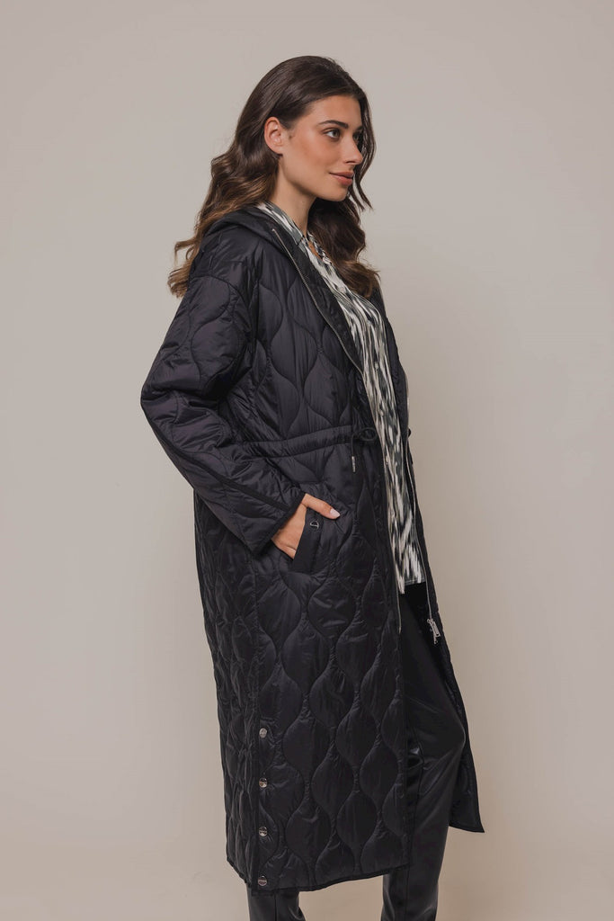 Suze Quilted Coat in Black