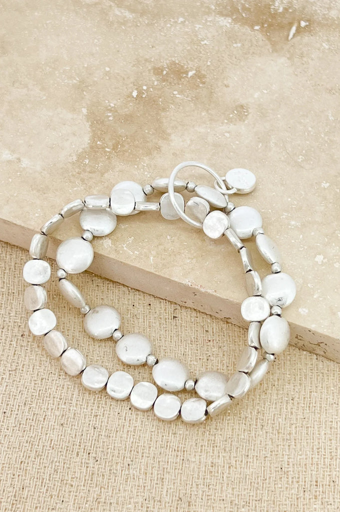 Double Layer Brushed Silver Bracelet